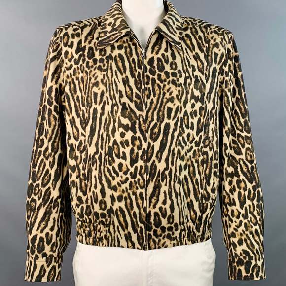 DRIES VAN NOTEN Yellow Brown Animal Print Wool Zip Up Blouson Jacket - Picture 1 of 7